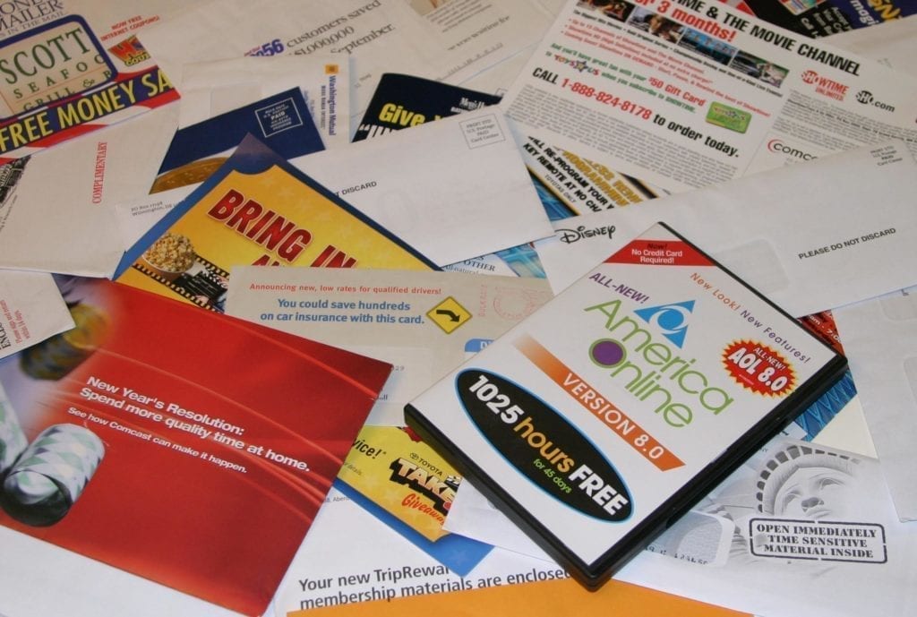 junk Mail and flyers - leave then in the 90s as they are old advertising