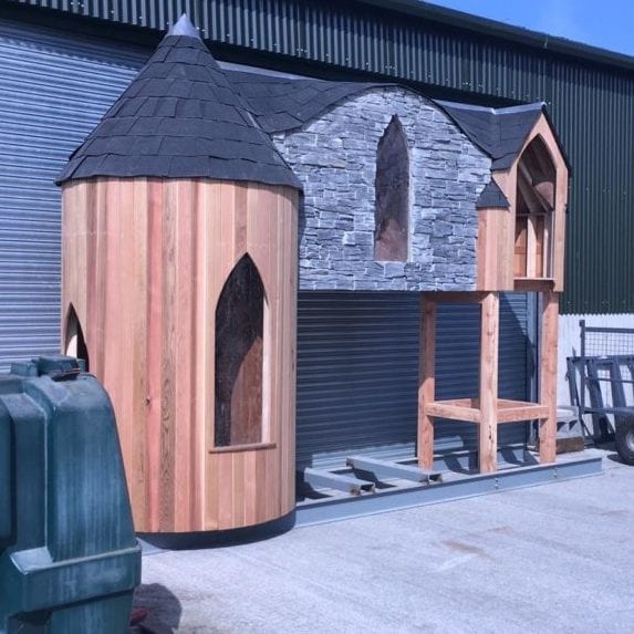 wood and stone Kids outdoor Castle Playhouse