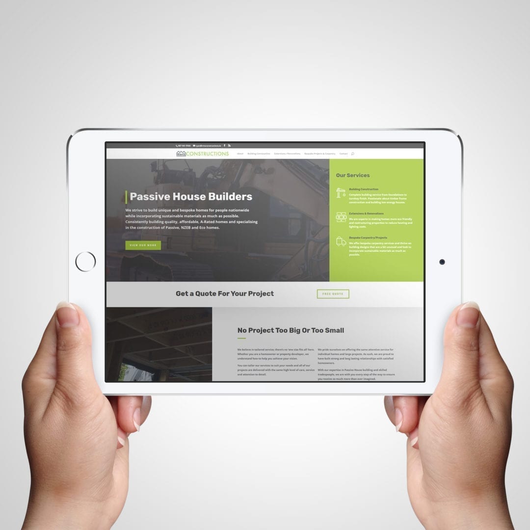 RMS-Constructions-Tablet RMS Contructions website design displayed on tablet and designed by DesignBurst Meath