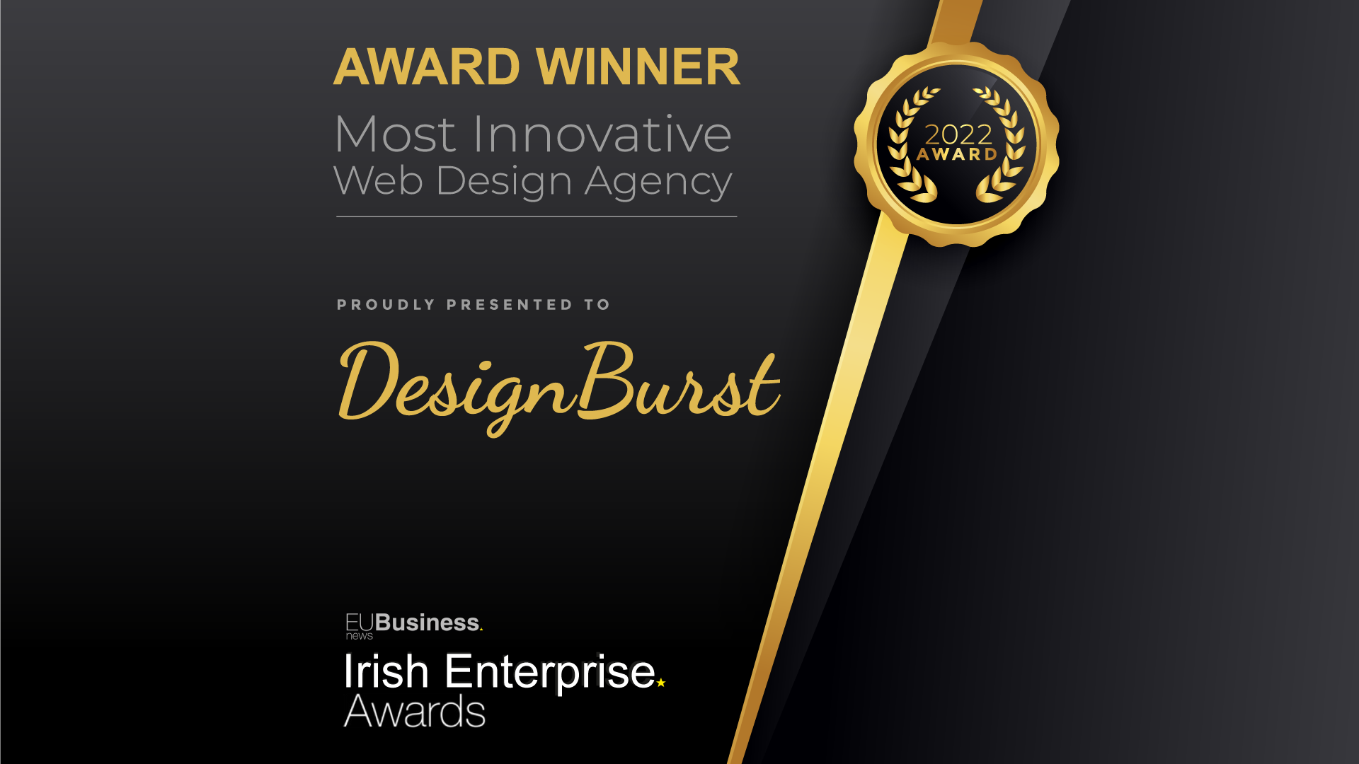 Irish Business Awards 2022 Most innovative web design agency DesignBurst Ireland
