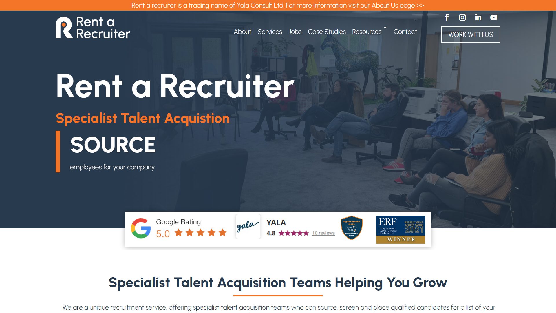 Rent a Recruiter Above the Fold Image
