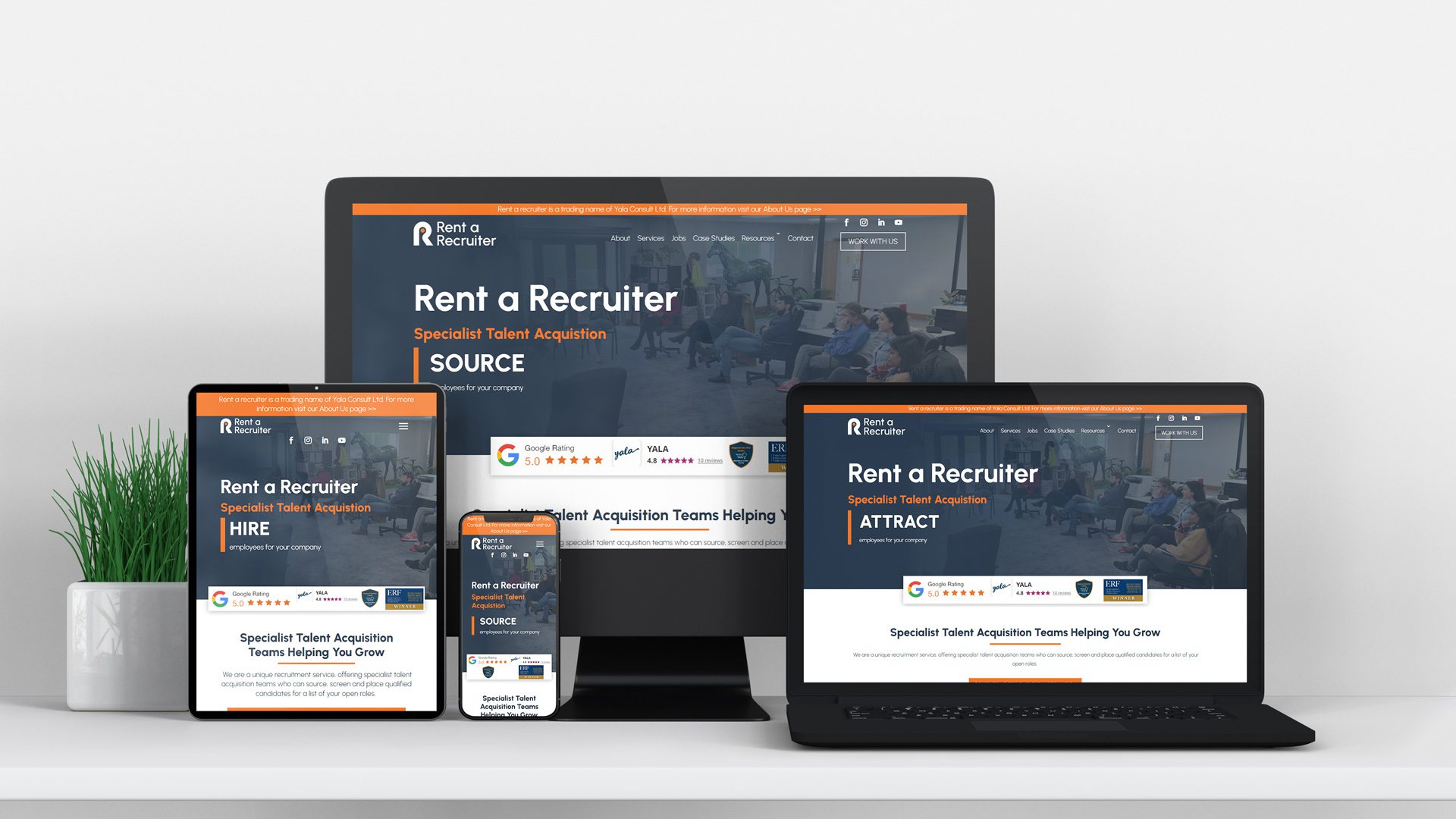 Rent a Recruiter Device Optimised Website Design DesignBurst Pixel Crafters