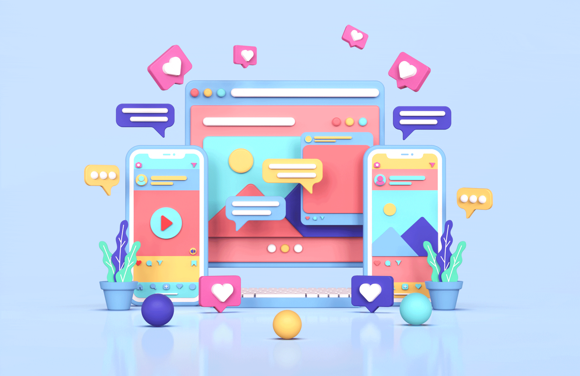 social-media-instagram-digital-marketing-concept-3d-rendering Website for Social Media to attract more engagement with your business website automations allow you take a break from social media