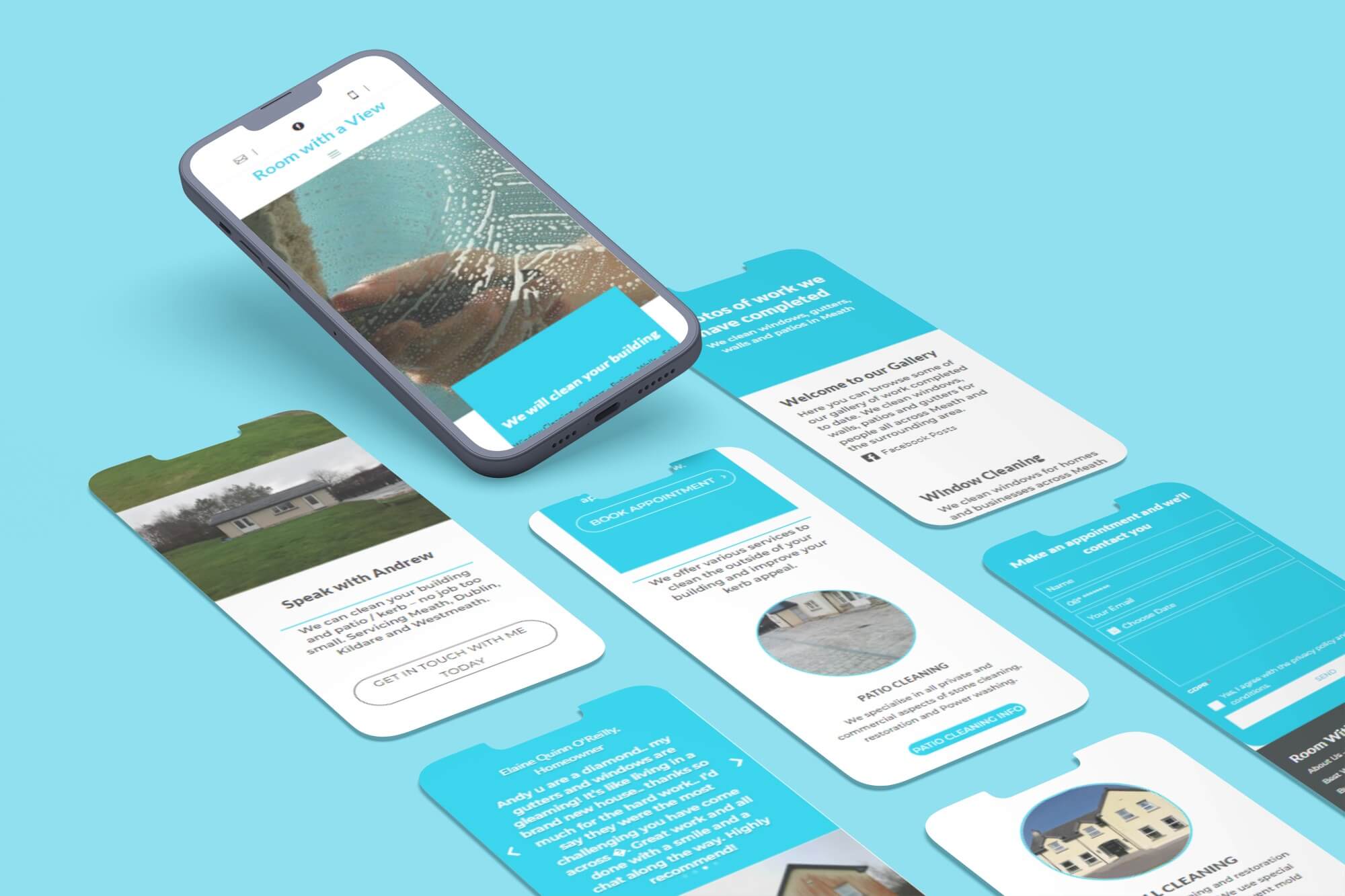 Phone and screen ui ux app presentation mockup Room with a view website Phone and screen ui ux app presentation mockup Room with a view website