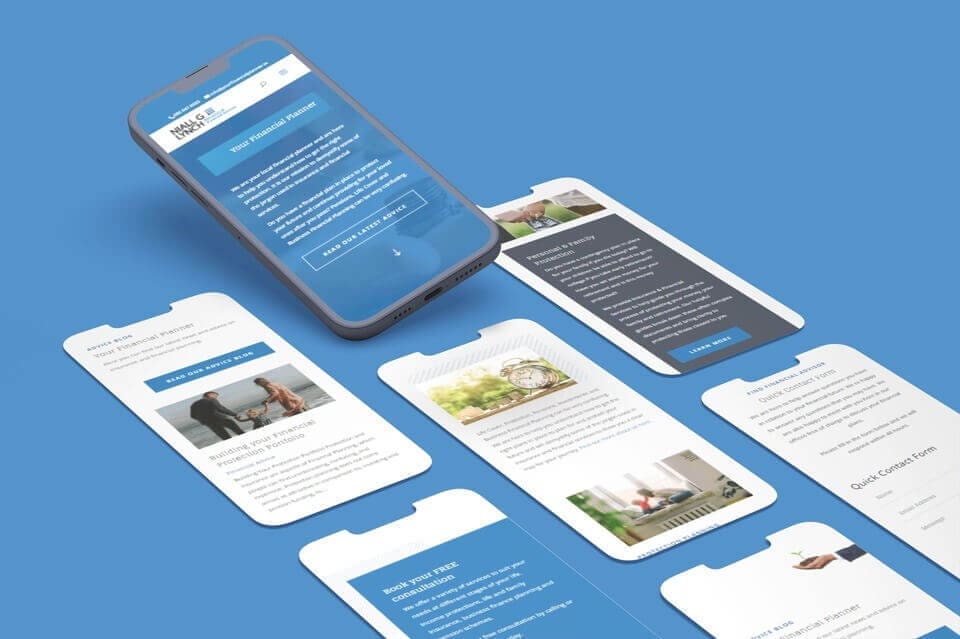 Mobile App Screen Mockup Mosaic Tallon Morturary Specialists Website Design Phone and screen ui ux app presentation mockup Your Financial Planner