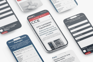 Mobile App Screen Mockup Mosaic City Catering Equipment smaller