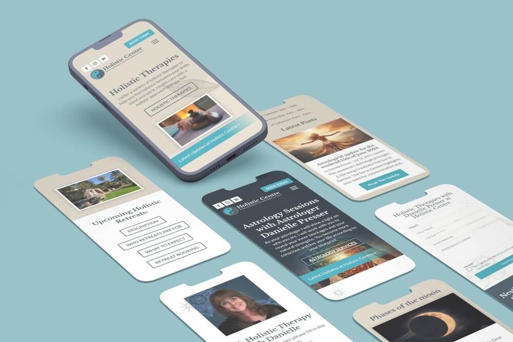 Phone and screen ui ux app presentation mockup Holistic Centre () Phone and screen ui ux app presentation mockup Holistic Centre ()