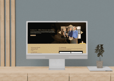 Desktop screen mockup Tallon Morturary Specialists Website Design Contact Page