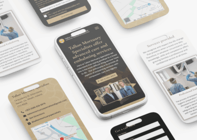 Mobile App Screen Mockup Mosaic Tallon Morturary Specialists Website Design