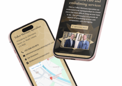 iPhone Mockup Perspective Tallon Morturary Specialists Website Design