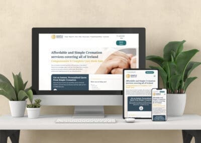 Desk with tech devices mock up Simple Cremation Website