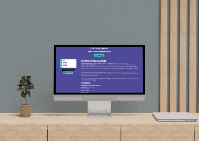 Desktop screen mockup King John Summer Prom Website