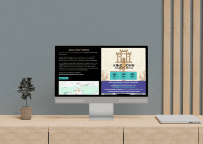 Desktop screen mockup King John Summer Prom Website