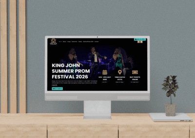 Desktop screen mockup King John Summer Prom Website