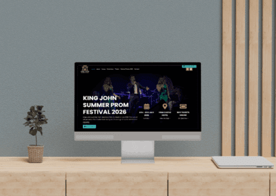 King John Summer Prom Website Desktop screen mockup