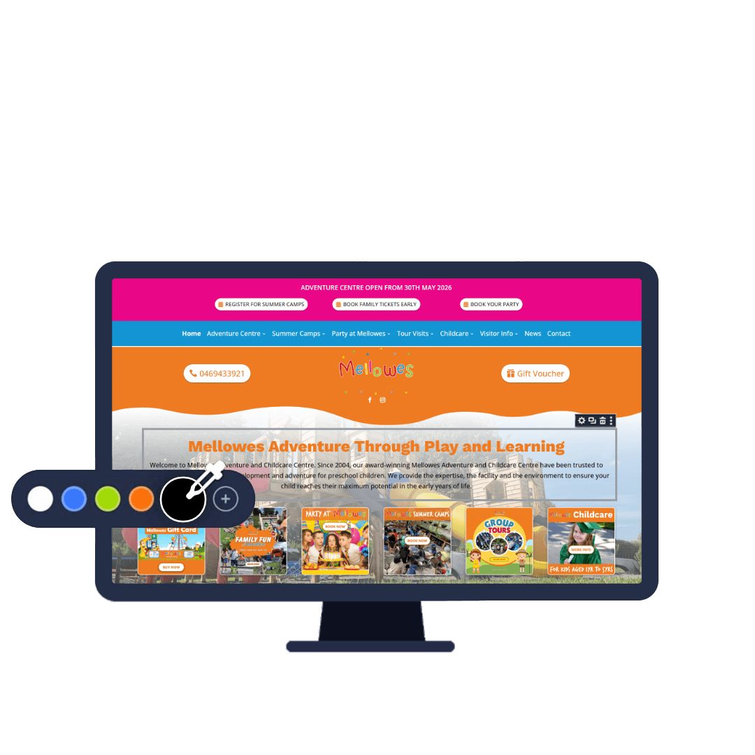 Mellowes Adventure and Childcare Website Design Construction Mockup