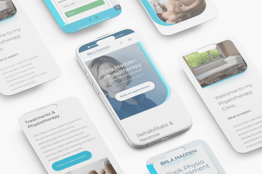 Mobile App Screen Mockup Mosaic Tallon Morturary Specialists Website Design Orla Madden Physio Mobile App Screen Mockup Mosaic