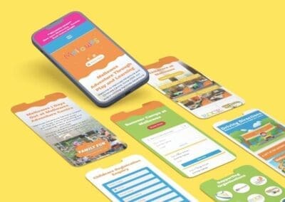Phone and screen ui ux app presentation mockup Mellowes Adventure and Childcare