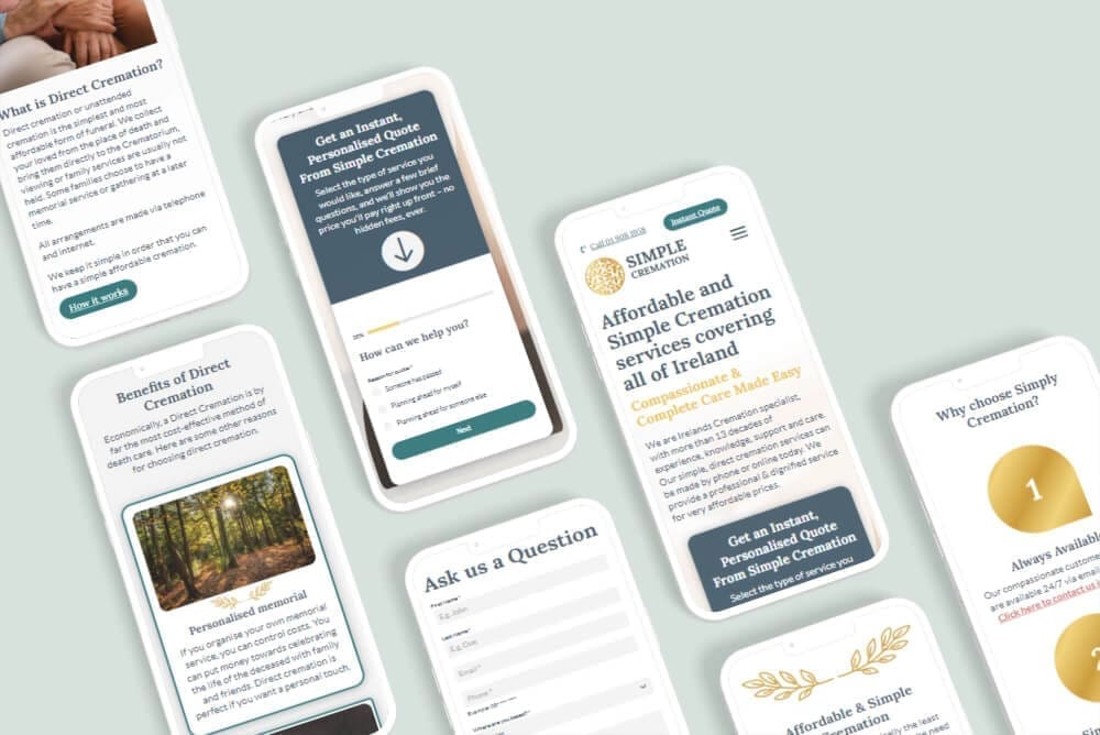 Mobile App Screen Mockup Mosaic Tallon Morturary Specialists Website Design Smartphone Mockup Simple Cremation Website