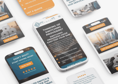 Switch and Save Payments Website Mobile App Screen Mockup Mosaic