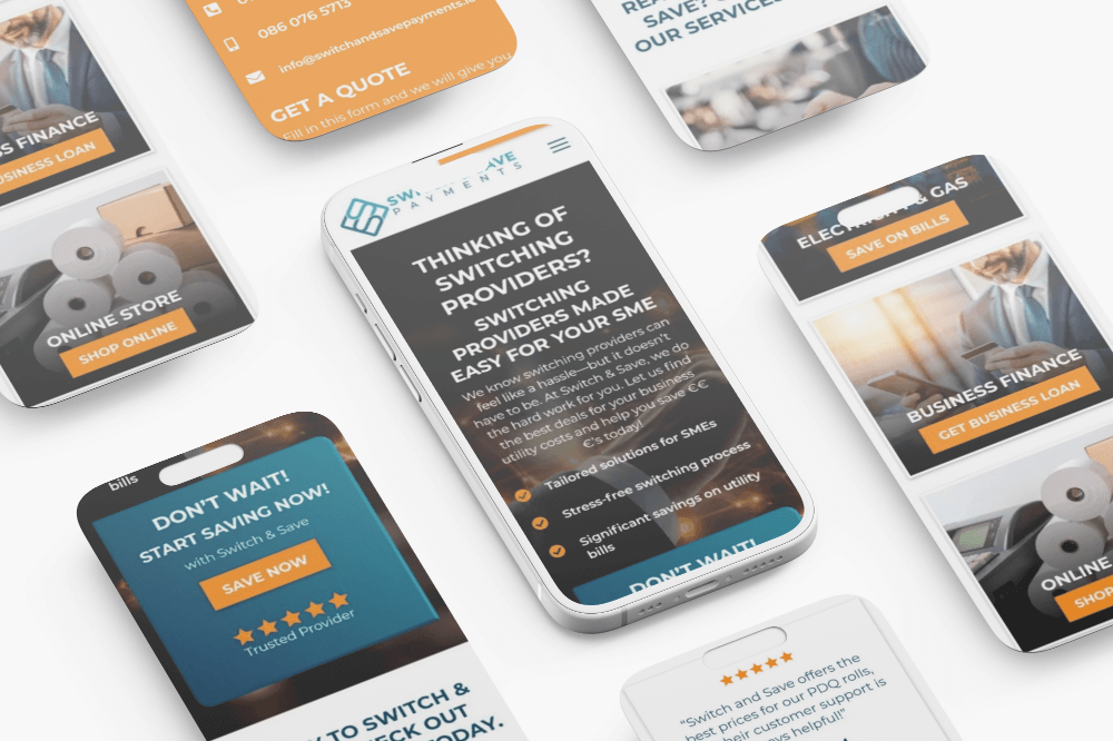 Mobile App Screen Mockup Mosaic Tallon Morturary Specialists Website Design Switch and Save Payments Website Mobile App Screen Mockup Mosaic